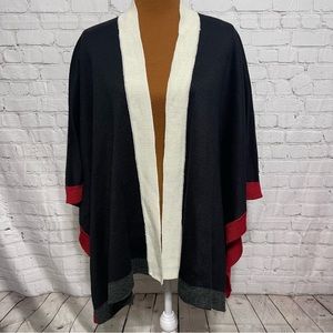 Coldwater Creek Classic Colorblock Ruana Wrap One Size Black Retail $149